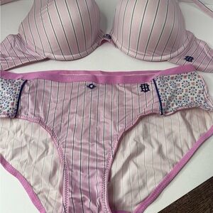 Tommy Hilfiger Pink Striped Bra Set